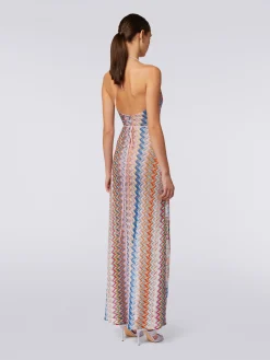 Copricostume lungo a portafoglio con motivo chevron e lurex