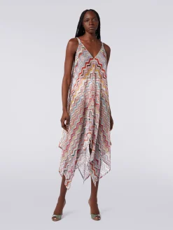 Copricostume lungo in crochet zig zag con lurex