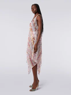 Copricostume lungo in crochet zig zag con lurex