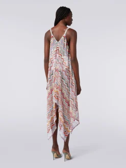 Copricostume lungo in crochet zig zag con lurex
