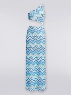 Copricostume lungo in crochet chevron con taglio cut out e lurex
