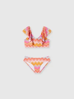 Costume bikini stampa zig zag con logo