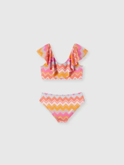 Costume bikini stampa zig zag con logo