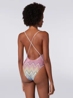 Costume intero in tessuto stampa zig zag