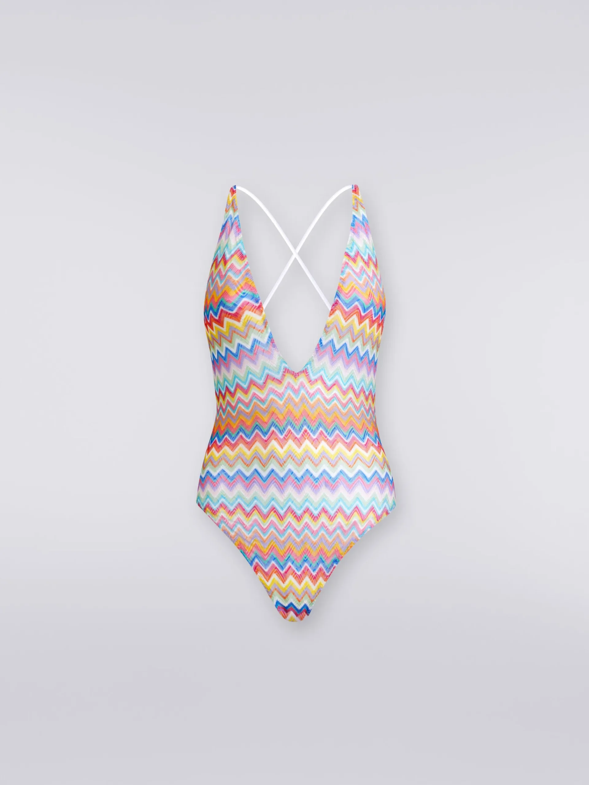 Costume intero stampa zig zag con scollatura a V