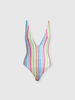 Costume intero stampa zig zag con scollatura a V