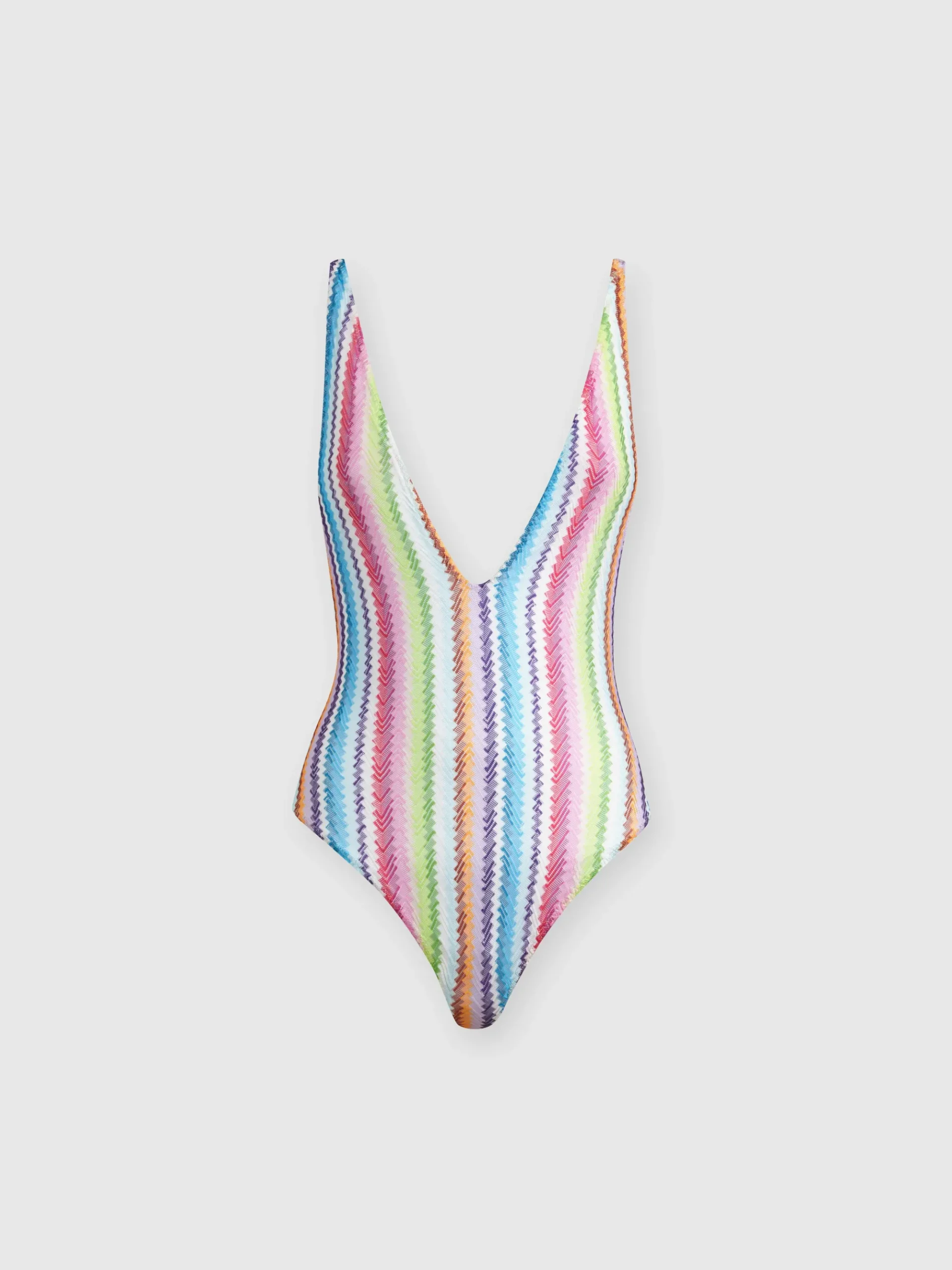 Costume intero stampa zig zag con scollatura a V