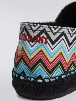 Espadrilles flat in canvas stampato con scritta logo