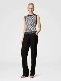 Gilet con macro zig zag e paillettes