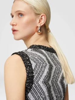 Gilet con macro zig zag e paillettes