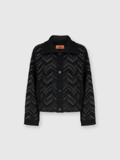 Giubbotto in maglia bouclé con chevron lamé