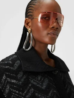 Giubbotto in maglia bouclé con chevron lamé