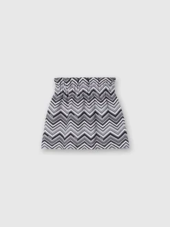 Gonna in cotone zig zag con logo