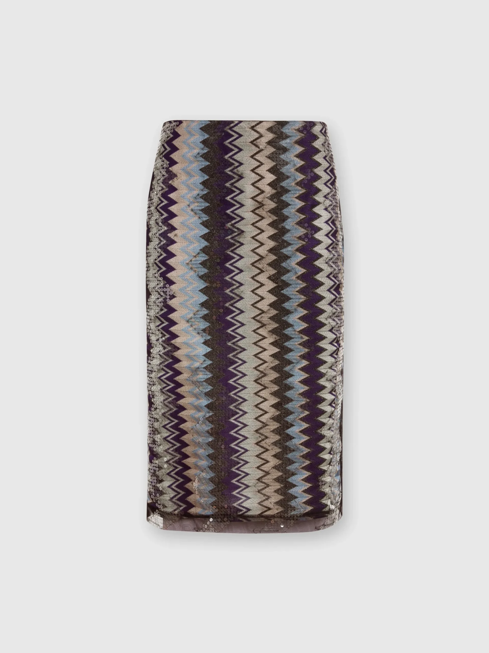 Gonna midi a tubo in tulle zig zag con paillettes