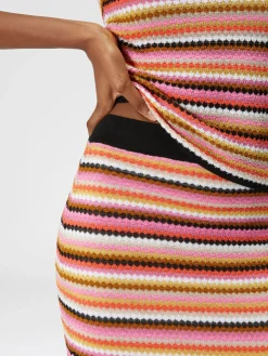 Gonna midi in cotone e viscosa zig zag