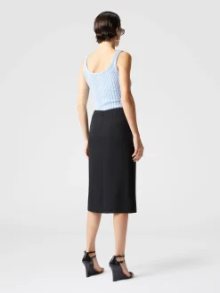 Gonna midi in cotone e viscosa zig zag tono su tono con spacco