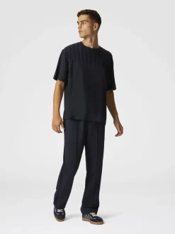 Joggers in cotone con ricamo zig zag