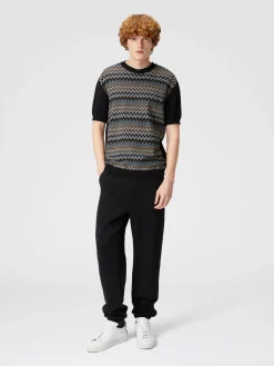 Joggers in felpa di cotone con inserto in maglia