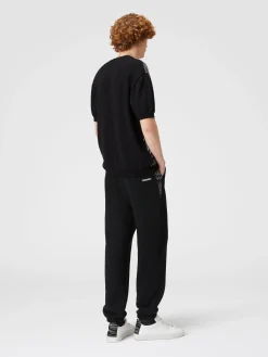 Joggers in felpa di cotone con inserto in maglia
