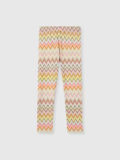 Leggings in cotone stretch zig zag con logo