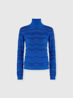 Lupetto in viscosa e lana con zig zag tono su tono