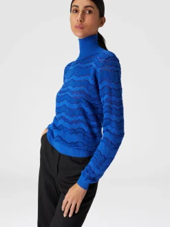 Lupetto in viscosa e lana con zig zag tono su tono