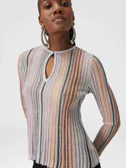Maglia a costine parzializzate con paillettes