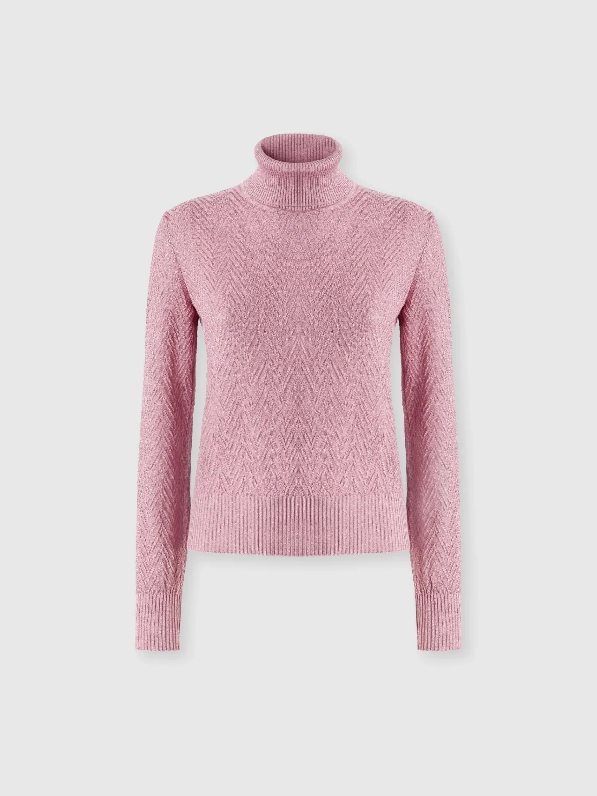 Maglia collo alto a manica lunga motivo chevron in jaquard