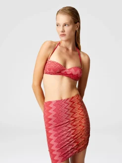 Mingonna copricostume in nylon stretch zig zag lamé