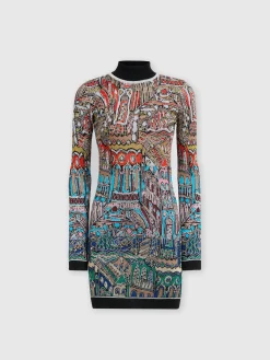 Mini-abito con motivo Venezia jacquard