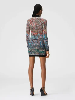 Mini-abito con motivo Venezia jacquard