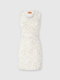 Mini-abito senza maniche in maglia fiammata con paillettes