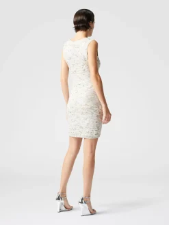 Mini-abito senza maniche in maglia fiammata con paillettes