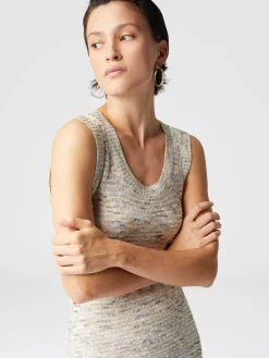 Mini-abito senza maniche in maglia fiammata con paillettes