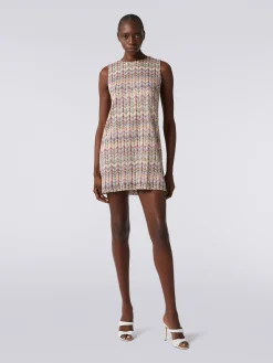 Mini-abito smanicato zig zag con paillettes