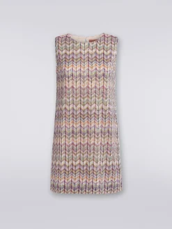 Mini-abito smanicato zig zag con paillettes