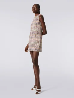 Mini-abito smanicato zig zag con paillettes