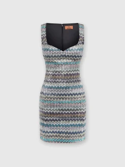 Mini-abitoin maglia lamé con scollatura a cuore