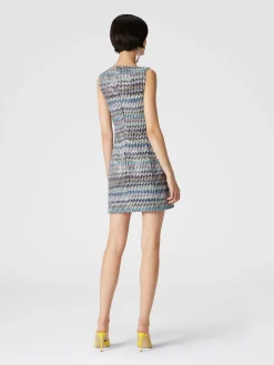 Mini-abitoin maglia lamé con scollatura a cuore