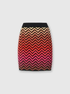 Minigonna in cotone e viscosa chevron dégradé