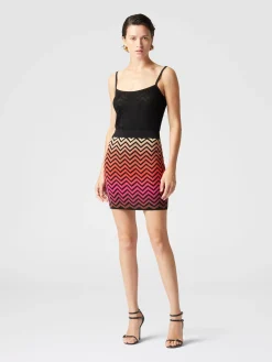 Minigonna in cotone e viscosa chevron dégradé