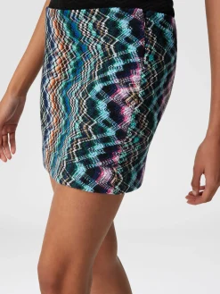 Minigonna in lana e cotone zig zag
