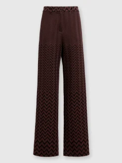 Pantaloni classici in cotone e viscosa zig zag