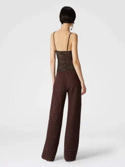 Pantaloni classici in cotone e viscosa zig zag