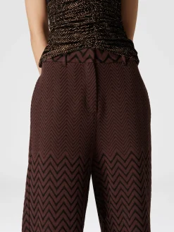 Pantaloni classici in cotone e viscosa zig zag