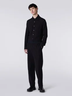 Pantaloni classici in cotone e viscosa zig zag
