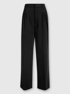 Pantaloni classici in viscosa con inserto chevron
