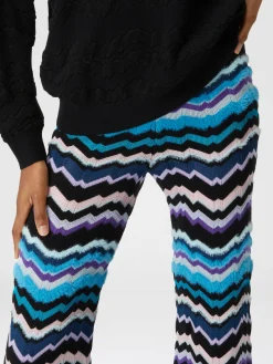 Pantaloni con motivo greca zig zag in viscosa e lana