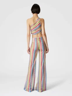 Pantaloni copricostume a vista bassa stampa zig zag