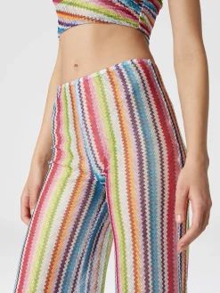 Pantaloni copricostume a vista bassa stampa zig zag